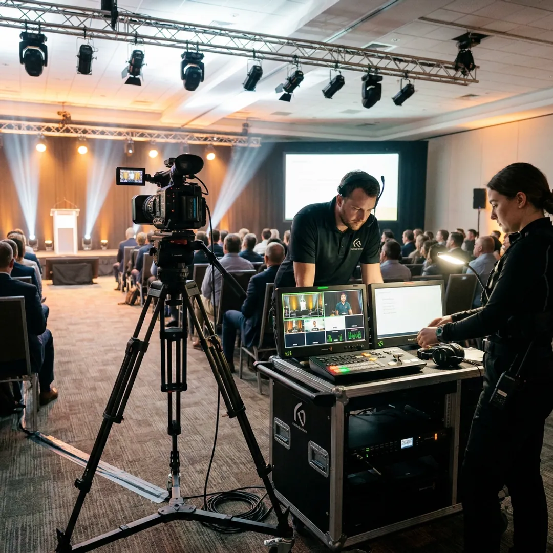 Live streaming video crew filming a San Francisco event