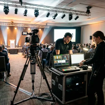 Live streaming video crew filming a San Francisco event