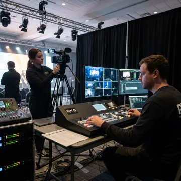Live streaming production team managing a virtual event