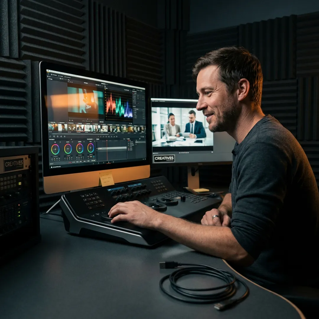 Post-production editor working on a film timeline