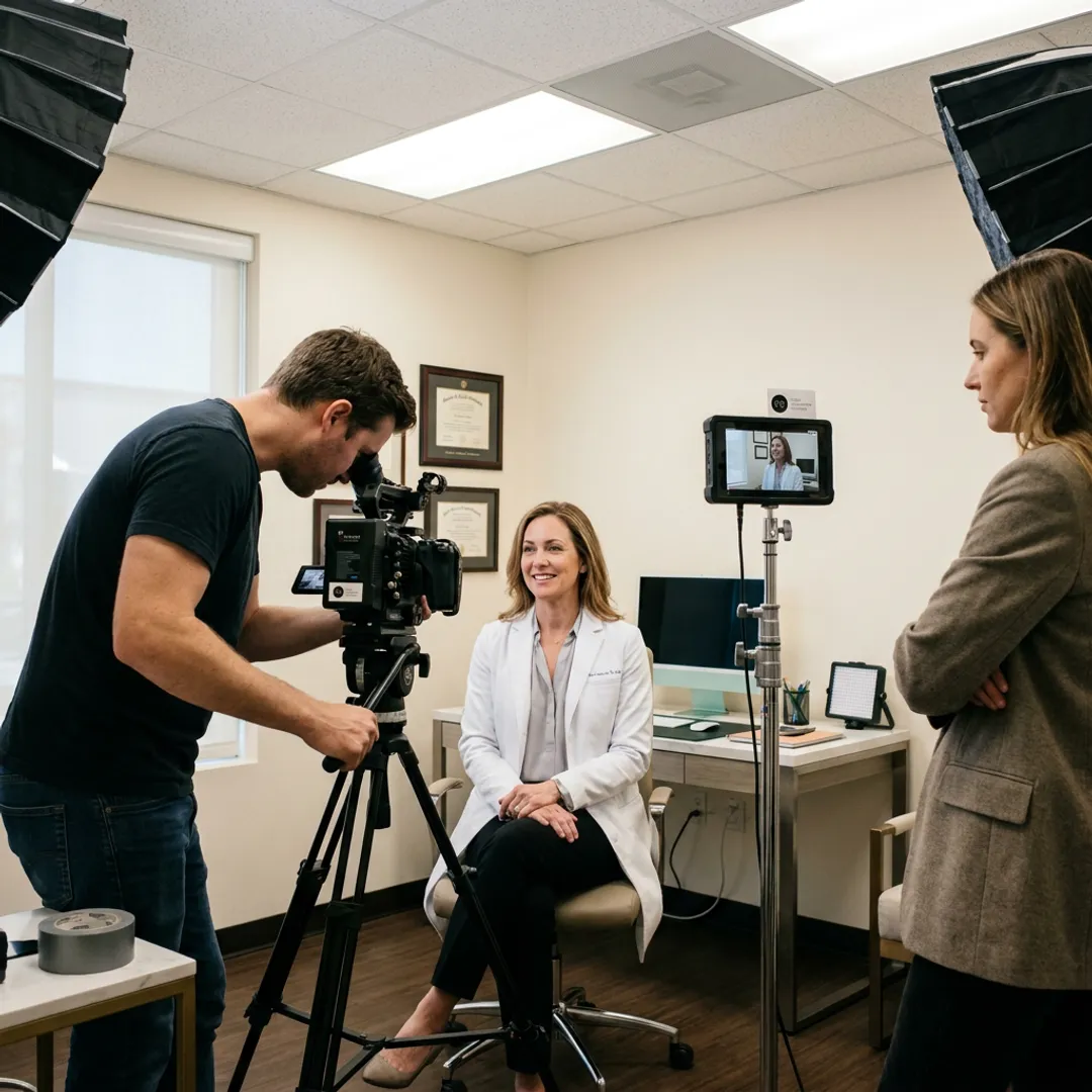 Healthcare video production team filming in Los Angeles