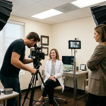 Healthcare video production team filming in Los Angeles