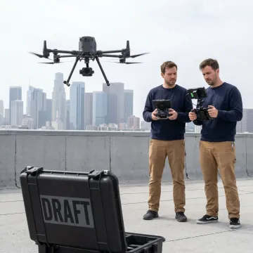 Drone filming the Los Angeles skyline
