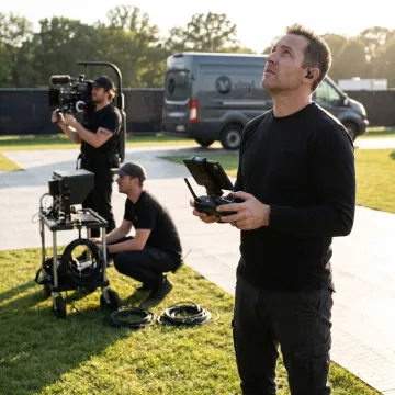 Drone pilot preparing event flight