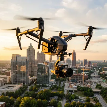 Drone filming the Atlanta skyline