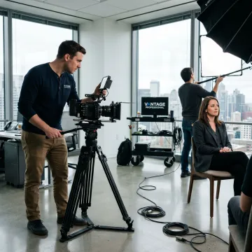 Seattle video production crew filming a corporate interview
