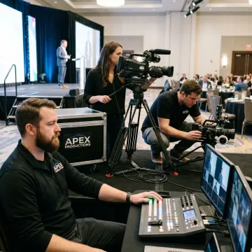 Live streaming crew at a Dallas corporate event