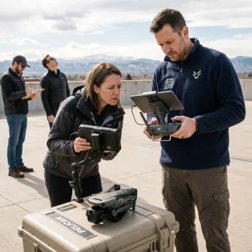 Drone crew preparing a Denver aerial shoot