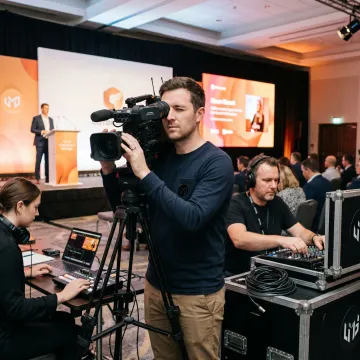 Live stream production crew at a Los Angeles event