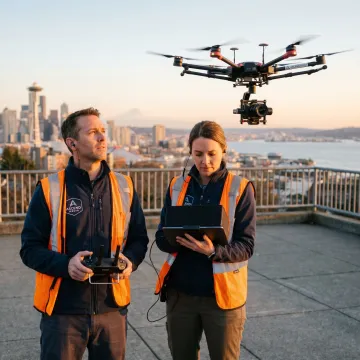 Drone videography over Seattle waterfront