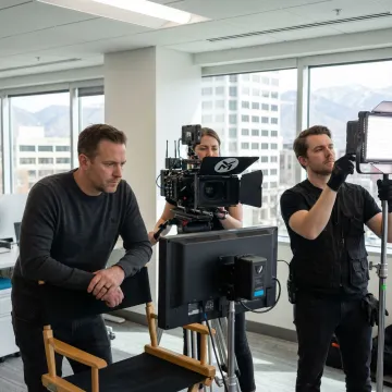 Commercial video crew filming in Salt Lake City