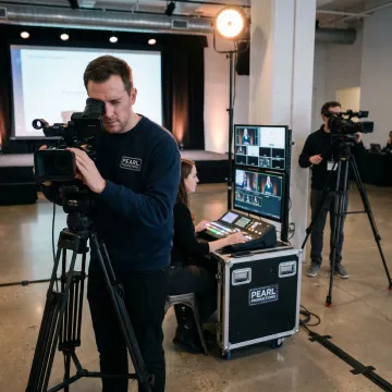 Live streaming crew filming a Chicago event