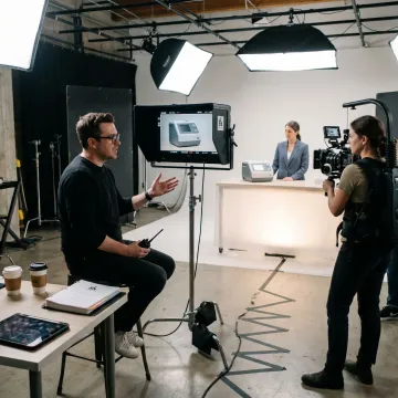 Video crew filming a medical product demo