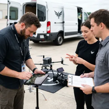 Drone pilot planning a commercial aerial video shoot