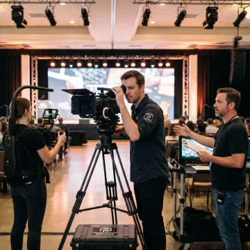 Los Angeles event production crew filming a corporate conference