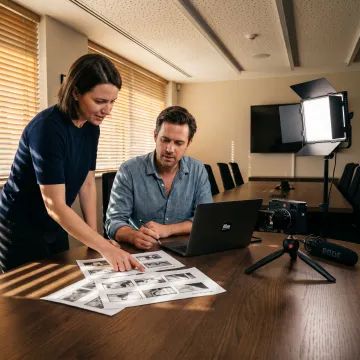 Video producer planning an investor pitch shoot
