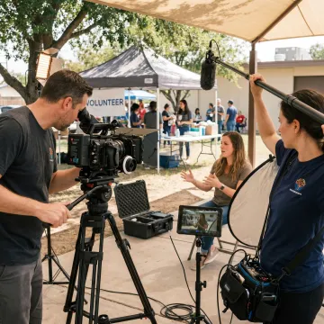 CSR video crew filming community impact interviews