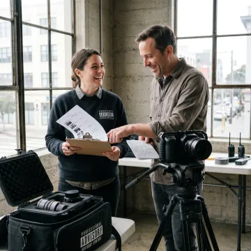 Documentary crew planning interviews and production schedule