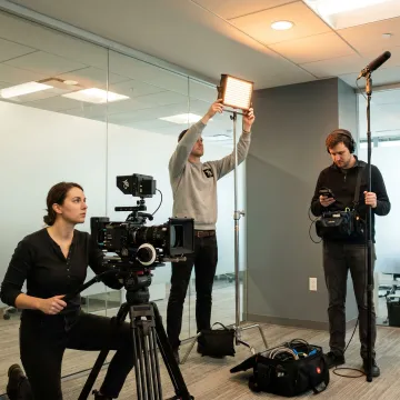 Video production crew filming a corporate project in Washington DC