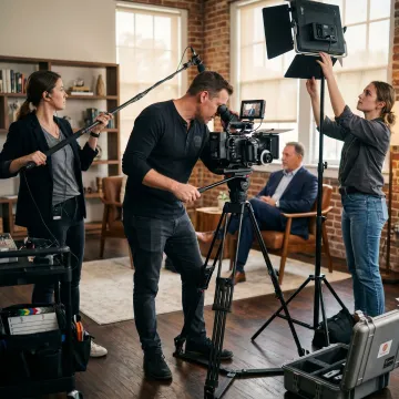 Corporate video crew filming in Charleston office