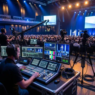 Professional multi-camera live streaming setup at corporate event