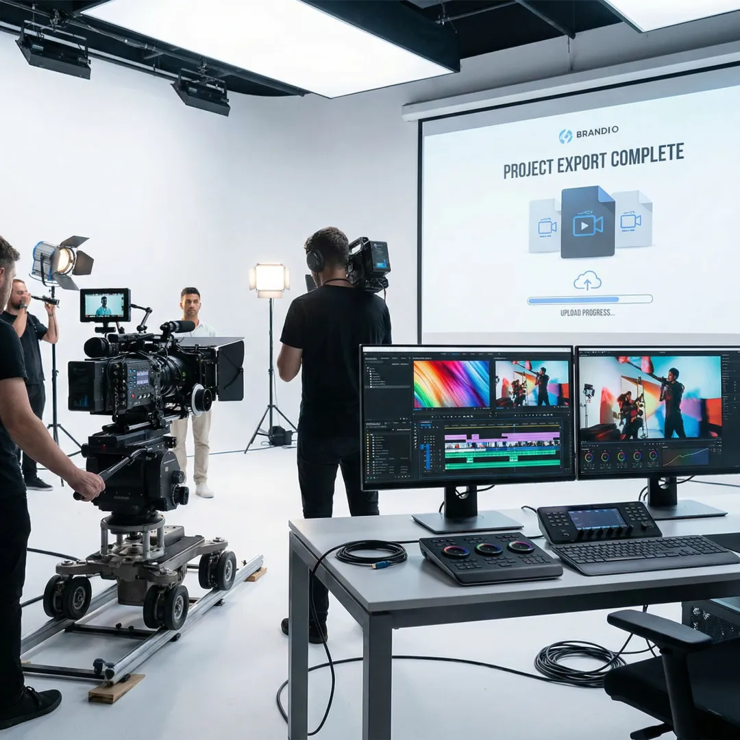 Video production workflow from planning to final delivery with professional equipment