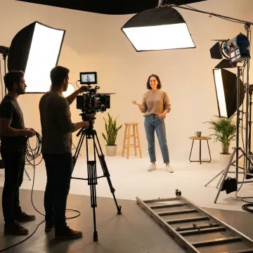 Professional UGC video production crew filming authentic brand content on camera