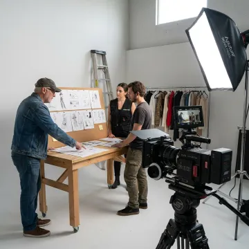 Fashion production crew planning a Los Angeles shoot