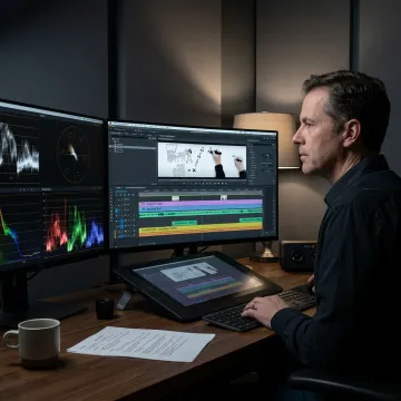 Editor reviewing educational video graphics