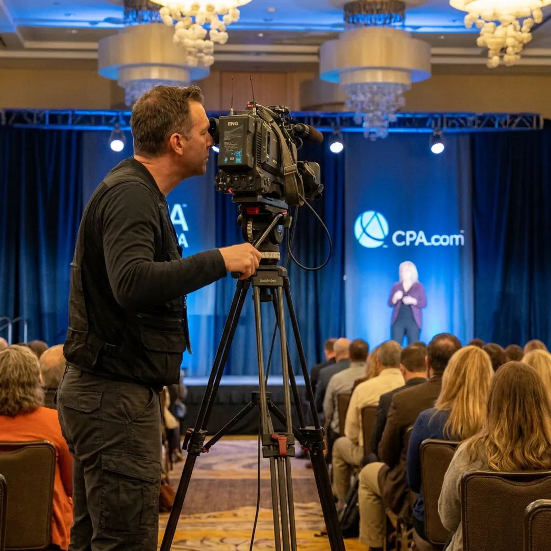 Corporate event videographer filming a Phoenix conference