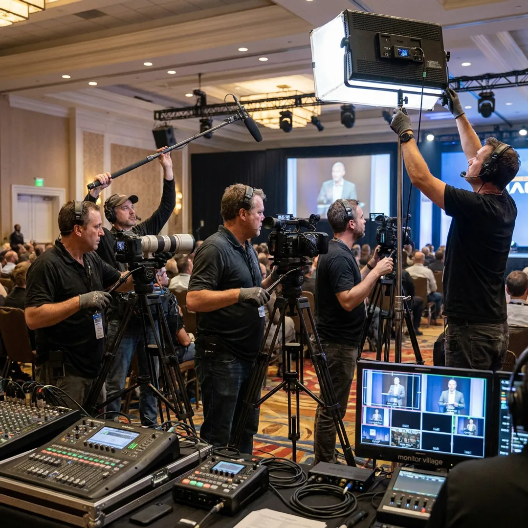 Las Vegas event production crew filming a conference