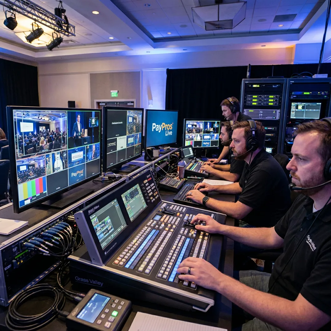 Production team managing live event video switching