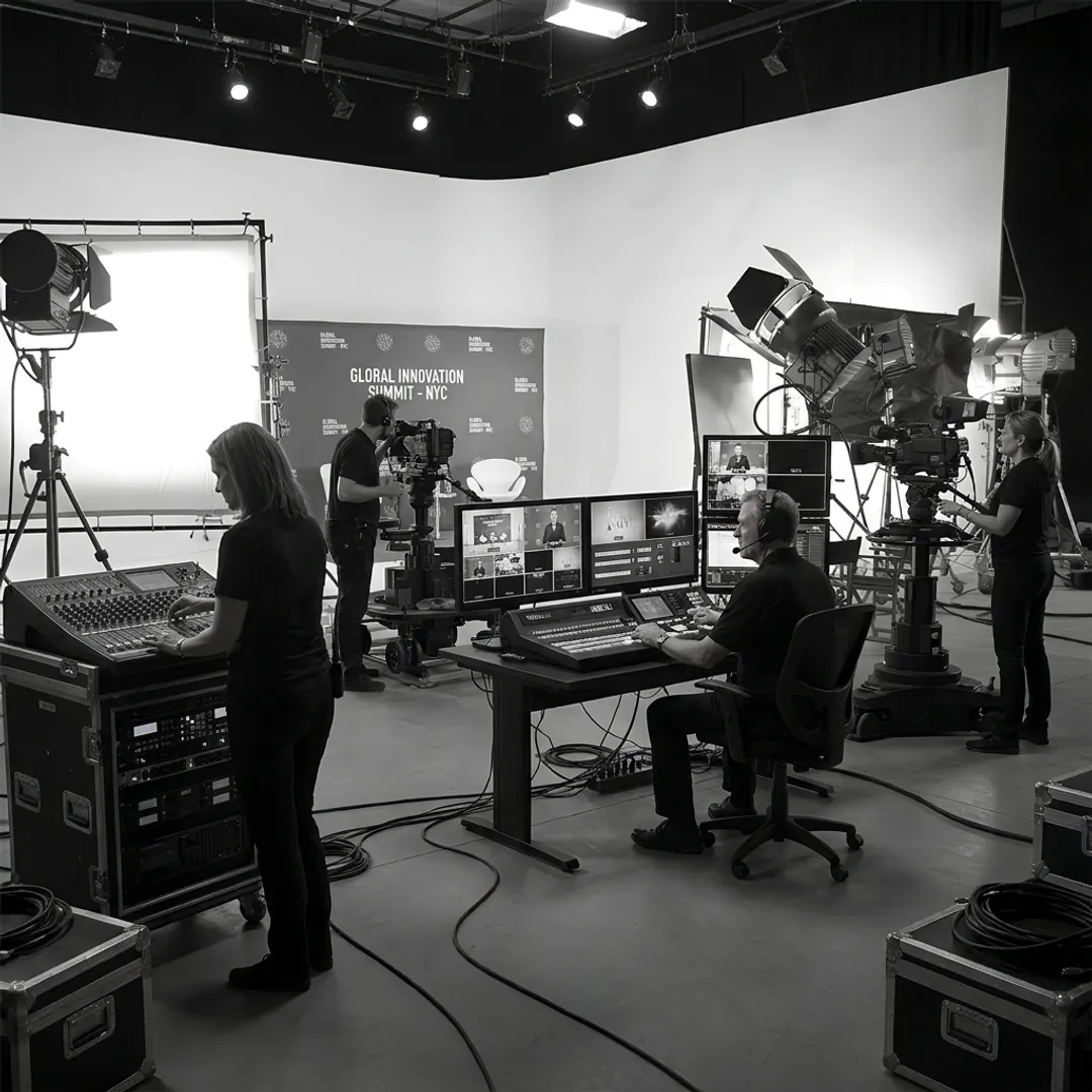 Live streaming production crew at a NYC event