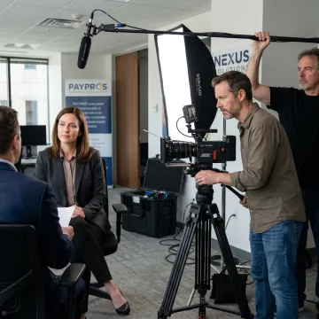 Corporate interview video production setup