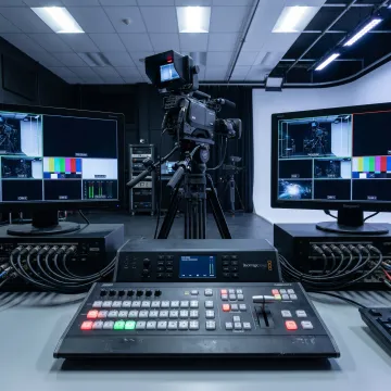 Live streaming switcher and monitors at an event