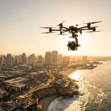 Drone filming the San Diego coastline