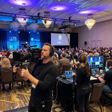 NYC event production crew filming a conference