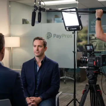 Professional testimonial video interview setup