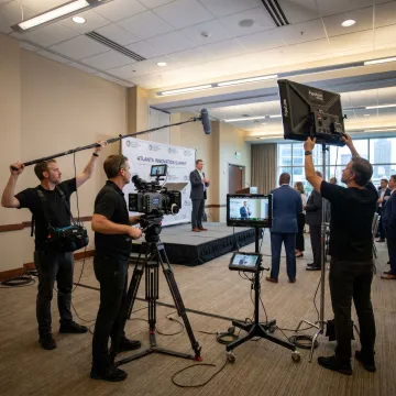 Atlanta event video crew filming a corporate presentation