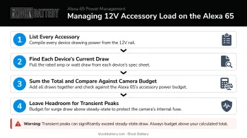 4-step process for managing ARRI Alexa 65 12V accessory load budget