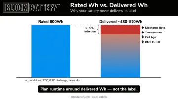 Rated versus delivered watt-hours gap under real field production conditions