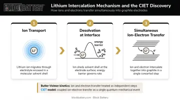 Coupled ion-electron transfer CIET lithium intercalation process flow diagram