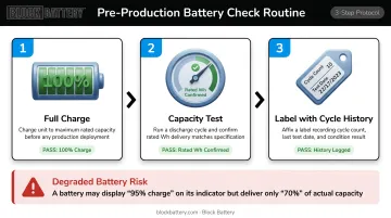 Pre-production battery check three-step process for location video shoots