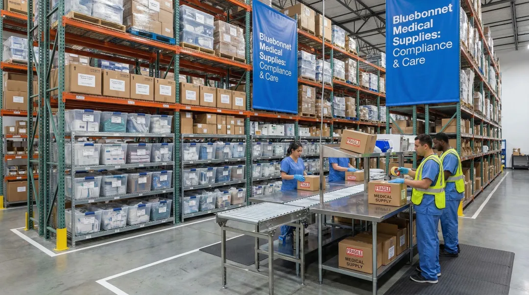 Bluebonnet Medical Supplies 3PL warehouse showing compliant medical product storage and fulfillment operations