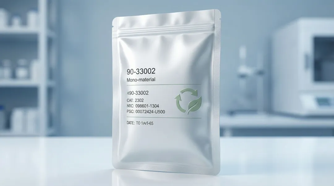 Sustainable medical flexible packaging mono-material pouch reducing healthcare plastic waste