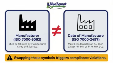 Filled versus outlined factory icon symbols manufacturer versus date of manufacture comparison