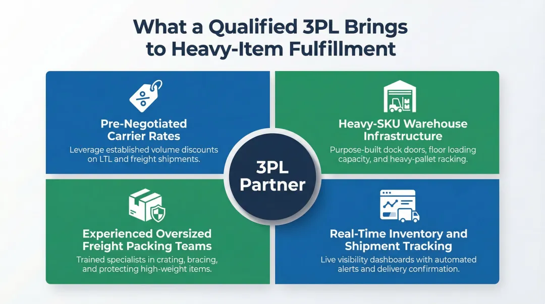 Four key 3PL capabilities for heavy medical equipment fulfillment comparison infographic
