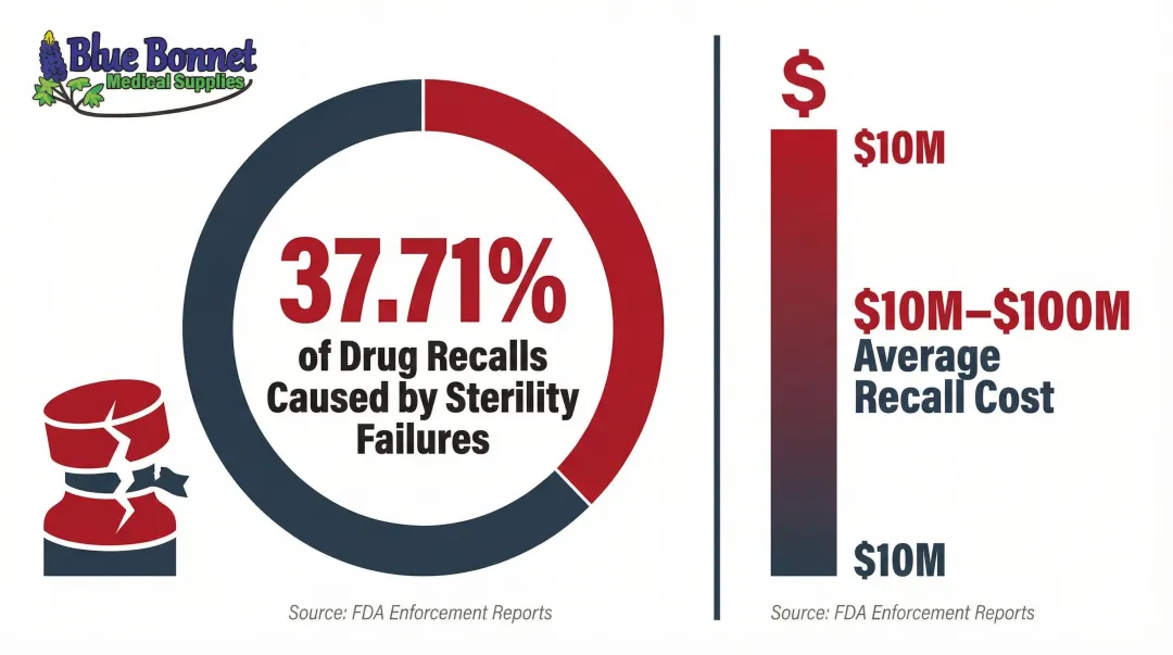 pharmaceutical recall statistics showing sterility failures and recall cost data