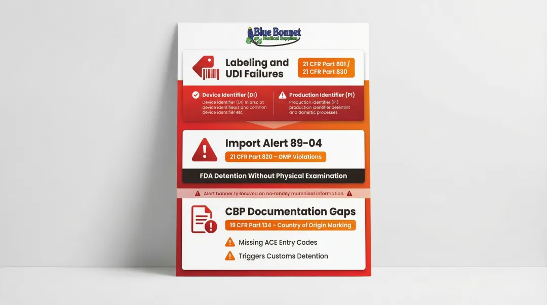 Three critical medical product compliance violations UDI labeling import customs documentation