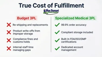 Hidden total cost of ownership comparison budget 3PL versus specialized medical fulfillment